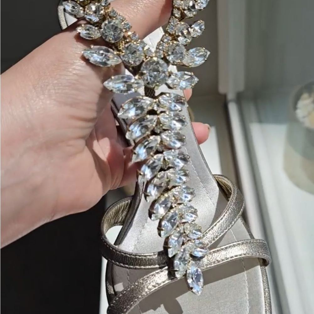 💎✨ RARE Gorgeous Giuseppe Zanotti Taupe Metallic Bejeweled Crystal Sandals - Picture 9 of 14